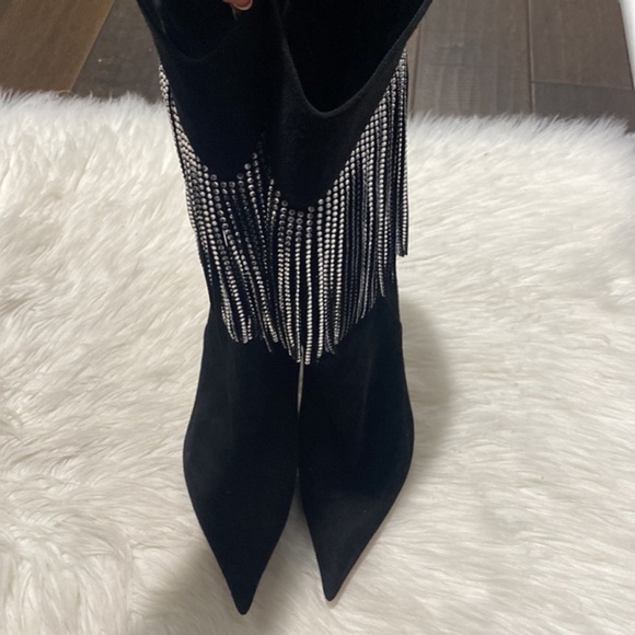 New Amina Muaddi Lily Crystal Fringe Stiletto Boot size 39EU - Picture 2 of 10